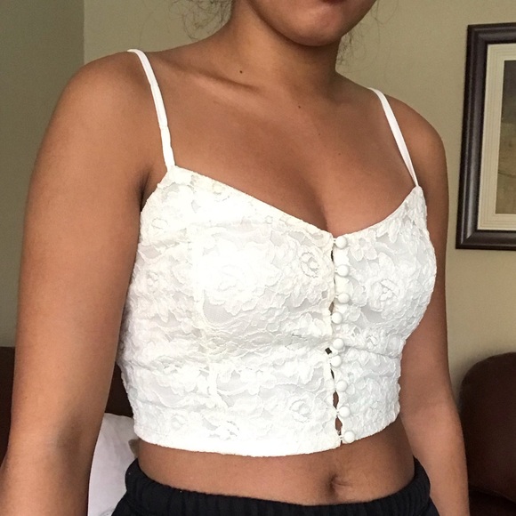 Forever 21 lace cropped button down tank top new with tag - Picture 4 of 7